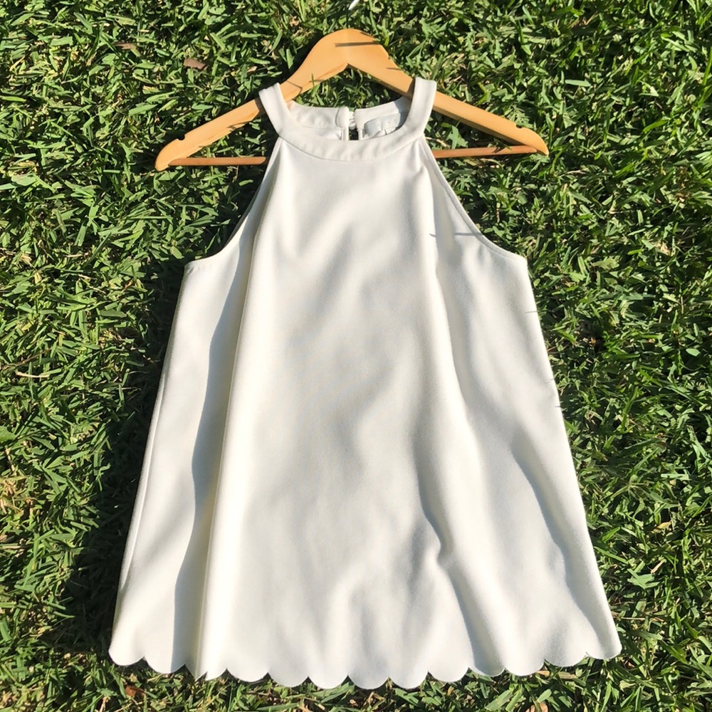 Ivory Scalloped Halter Tank, Anthropologie